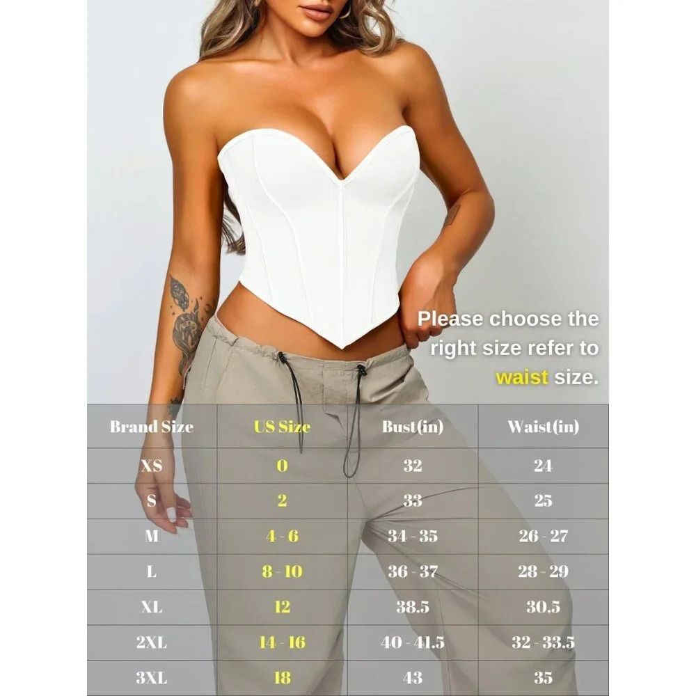 Heart Corset Top Women Strapless Crop Rave Club Night Out Party - Picture 6 of 7